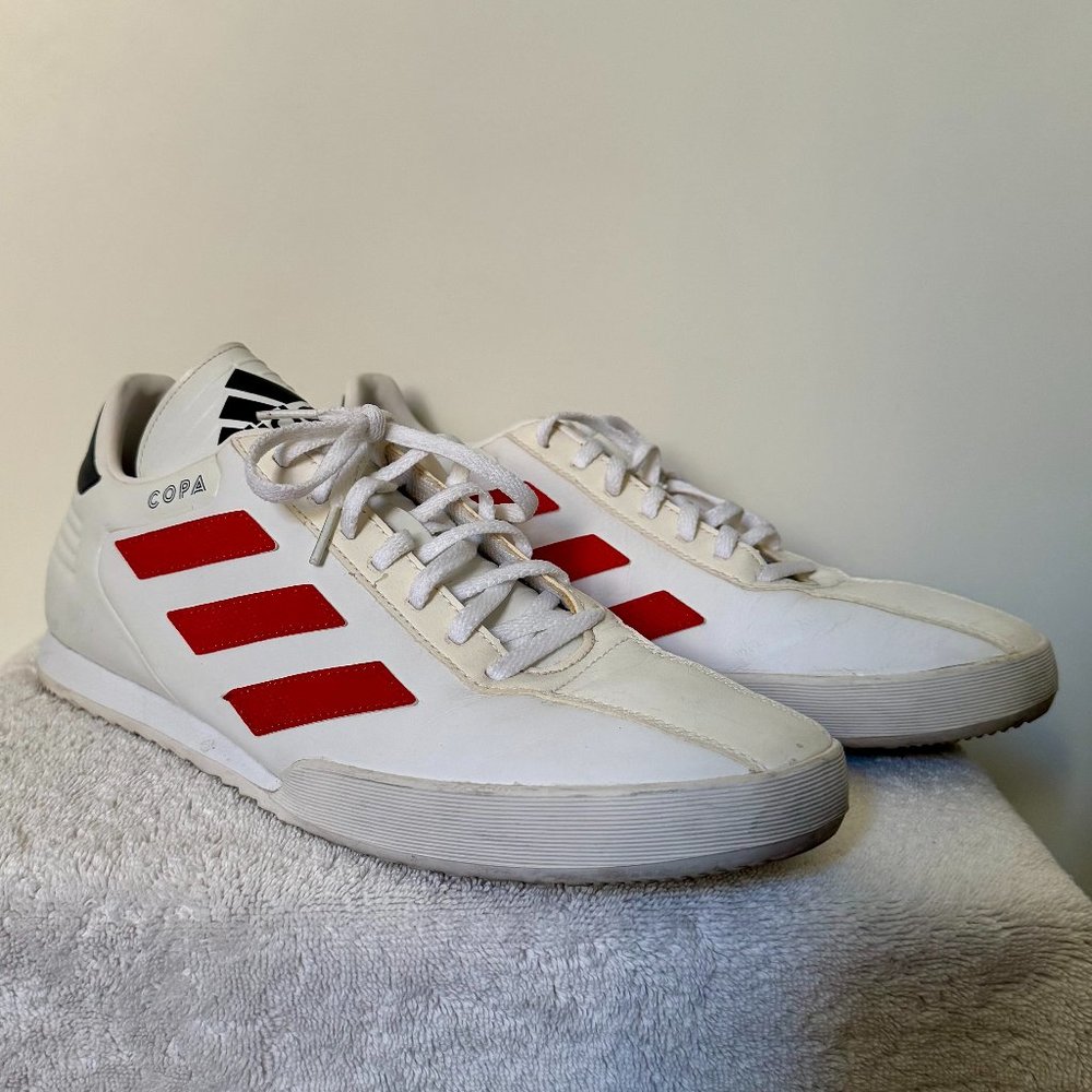 adidas Men's Copa Athletic Shoes White with Red Stripes